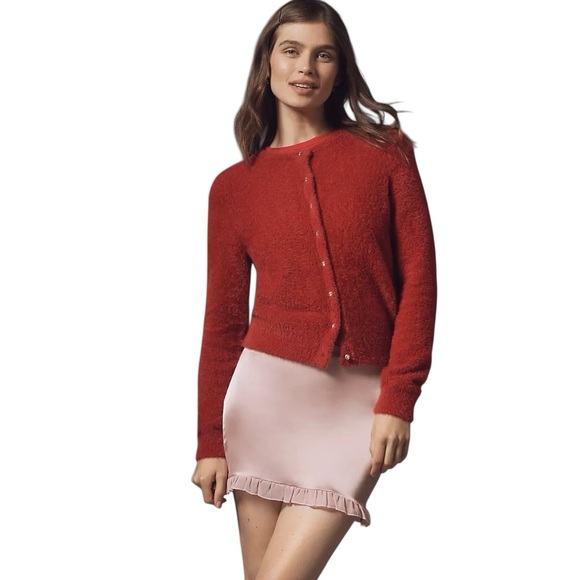 Anthropologie | The Juliet Plush Eyelash Cardigan Sweater | Sz M - Picture 4 of 13